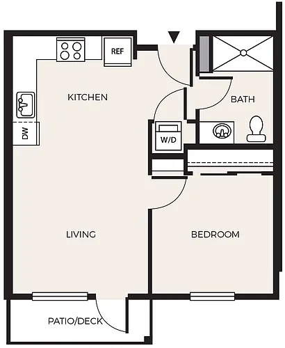Floor plan 1 Bed 1 Bath A6