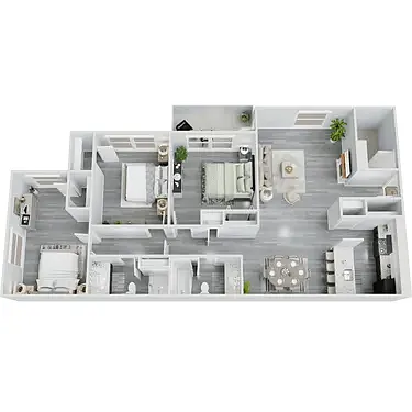 Floor plan Three Bedroom Two Bath - C