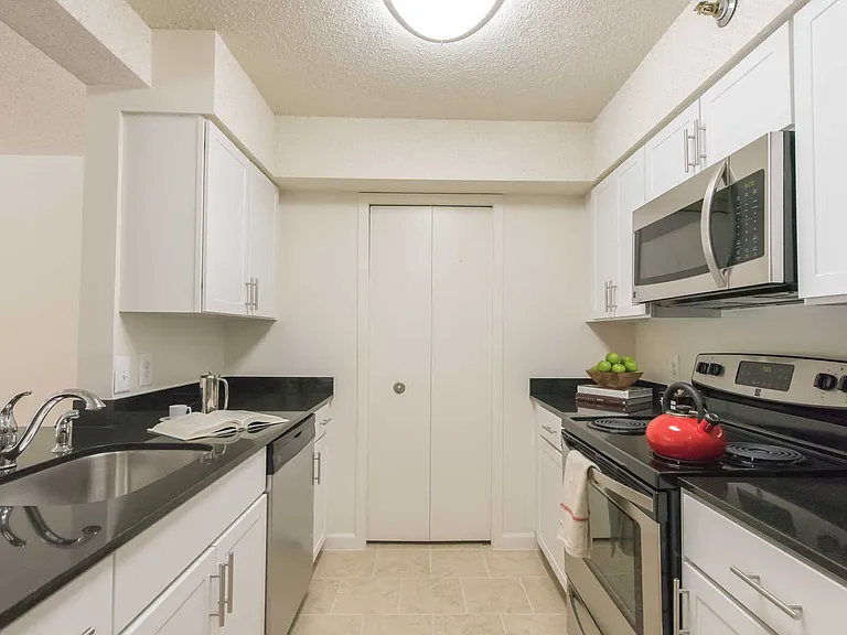 Kitchen with Energy Star Stainless Steel Appliances and Granite Countertops