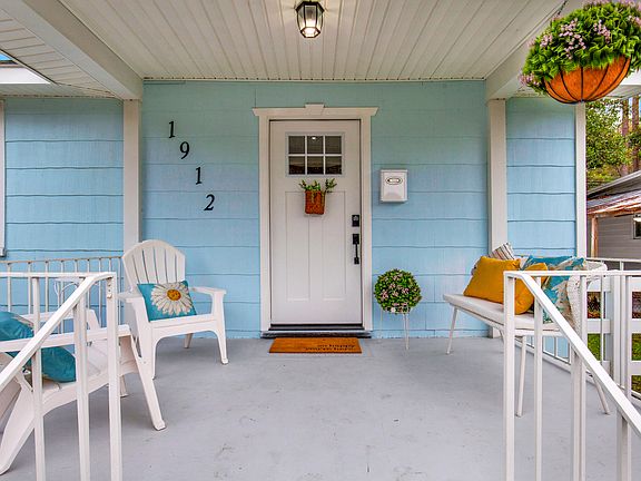 Covered front porch with seating