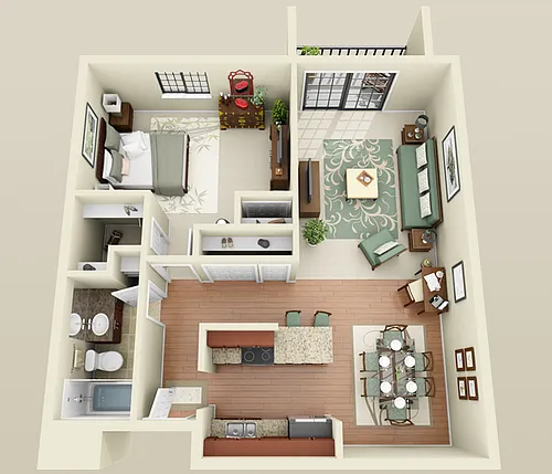 Floor plan 222 - 1 Bedroom