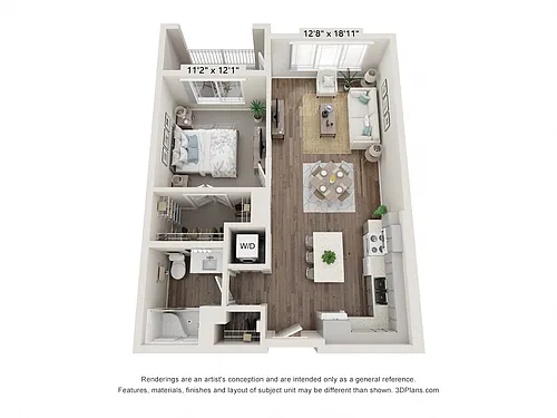Floor plan One Bedroom A1