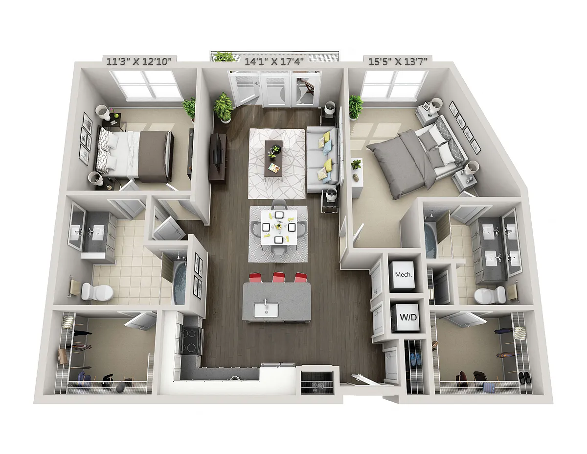 Floor plan C6a 2 Bedroom 2 Bath