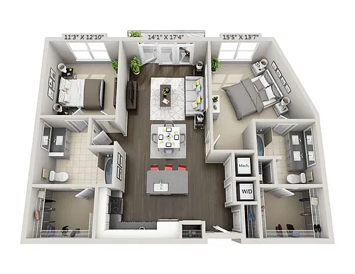 Floor plan C6a 2 Bedroom 2 Bath
