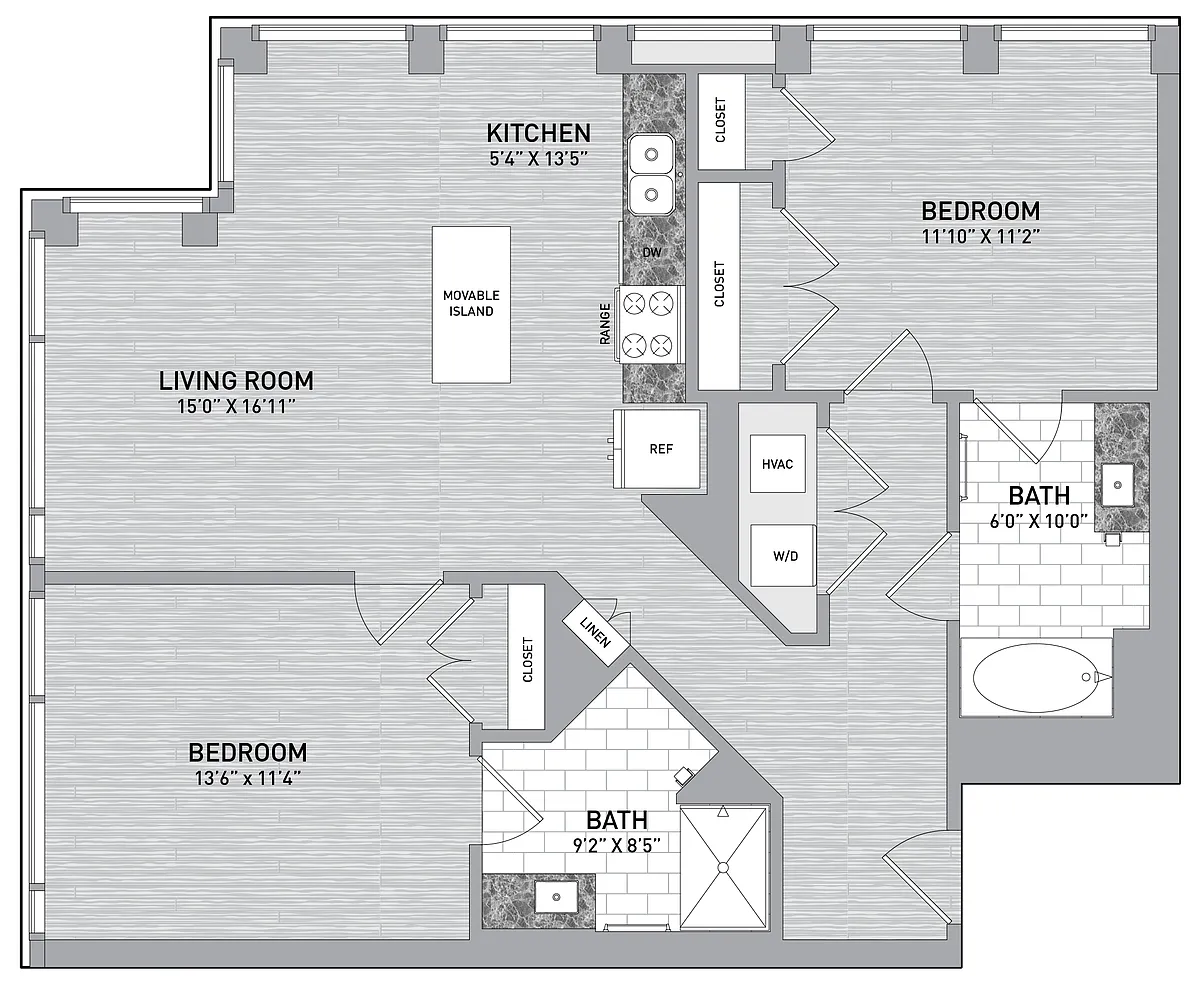 Floor plan 1027/28 P - 2 Bed 2 Bath-B1-P