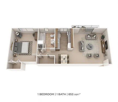 Floor plan One Bedroom-653 sqft