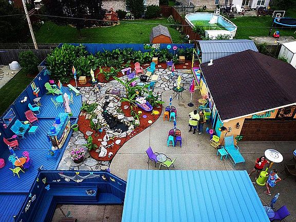 Aerial photo of backyard