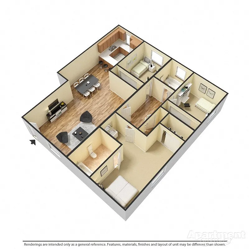 Floor plan 3 Bedroom 2 Bath