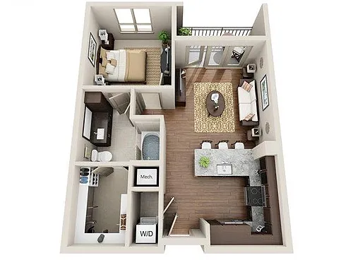 Floor plan One Bedroom One Bath - A0