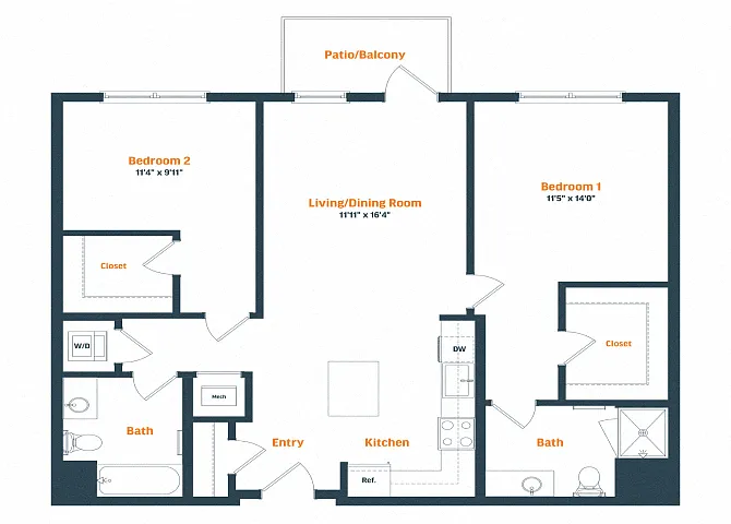 Floor plan B4.A HP | 2 Bed | 2 Bath