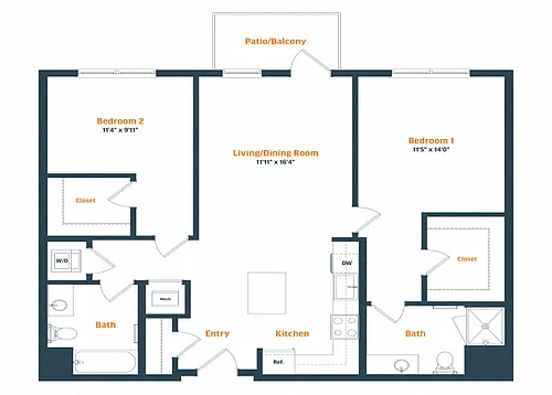 Floor plan B4.A | 2 Bed | 2 Bath