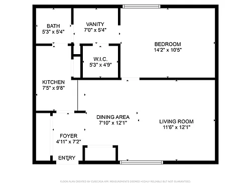 Floor plan A2 - 1 Bedroom 1 Bath
