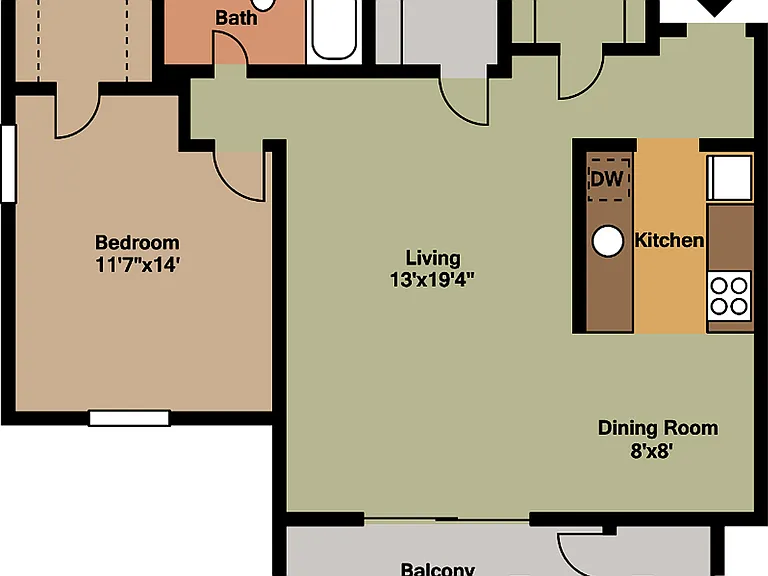 1 Bedroom Floor Plan 1 Bedroom Floor Plan