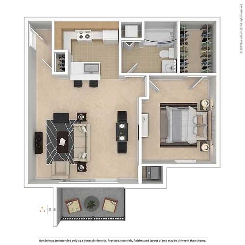 Floor plan One Bedroom Residential