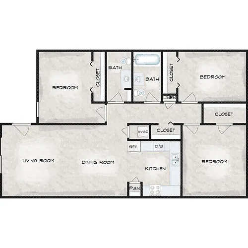Floor plan 3 Bed 1.5 Bath
