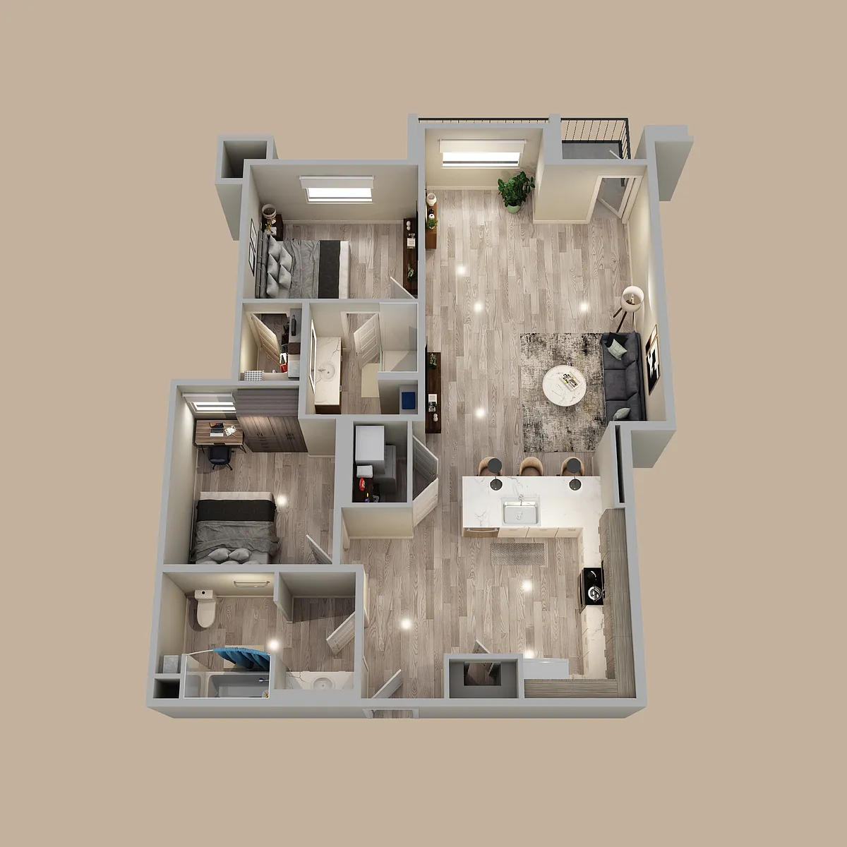 Floor plan 2-Bed 2-Bath