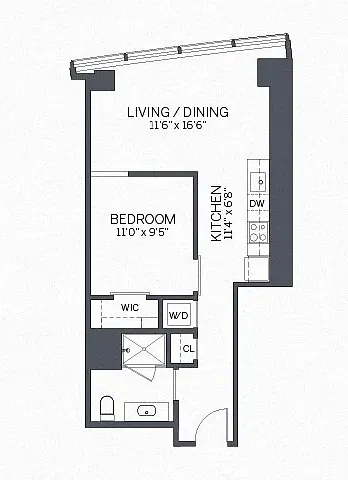 Floor plan One Bedroom Deluxe