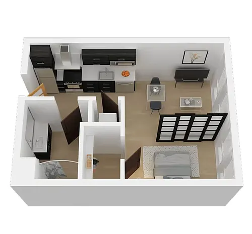 Floor plan 1BD, 1BTH A