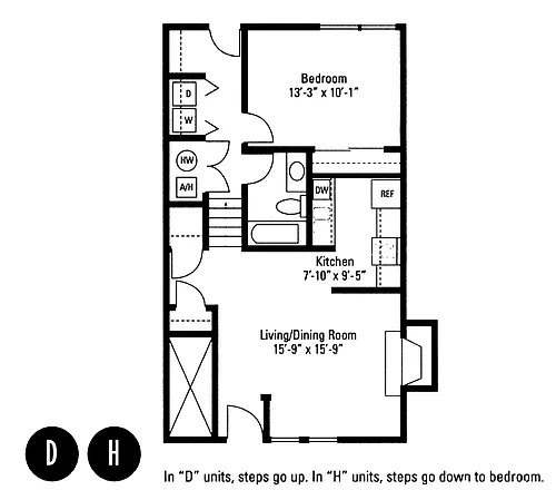 Floor plan 1 Bedroom Townhome