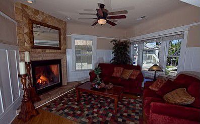 Living area with fireplace
