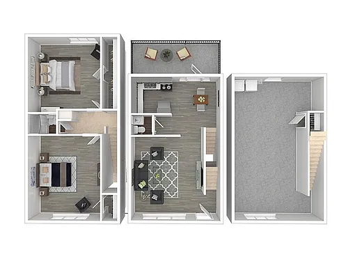 Floor plan 2 Bedroom Townhome