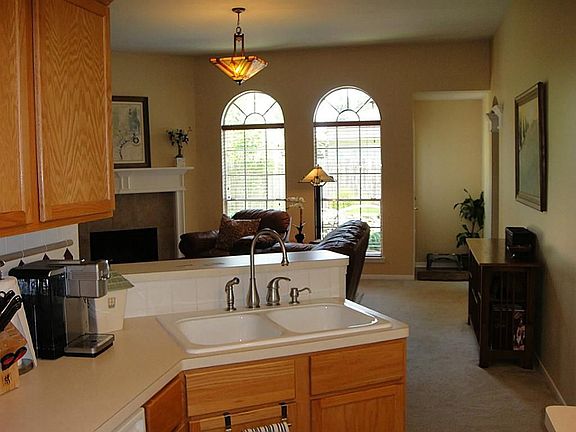 View from the kitchen to the family room.