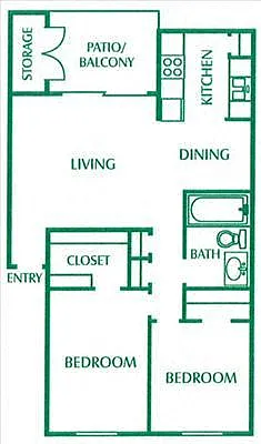 Floor plan Two Bedroom - One Bath