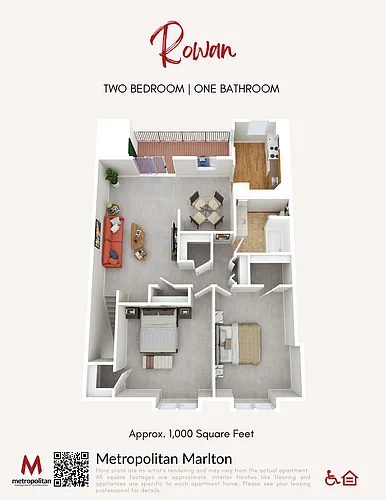 Floor plan Rowan 2 Bedroom Floorplan