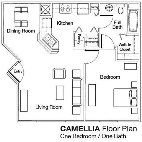 Floor plan One Bedroom One Bathroom 60%