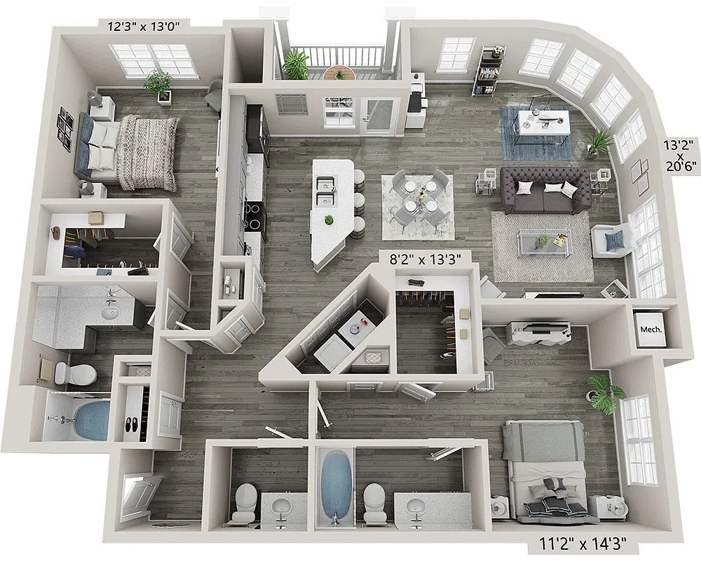 Floor plan Two Bedroom B2.5C