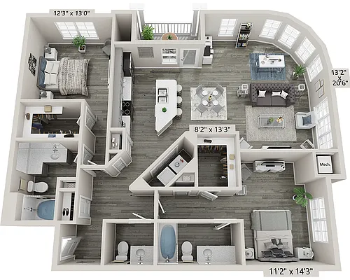 Floor plan Two Bedroom B2.5C