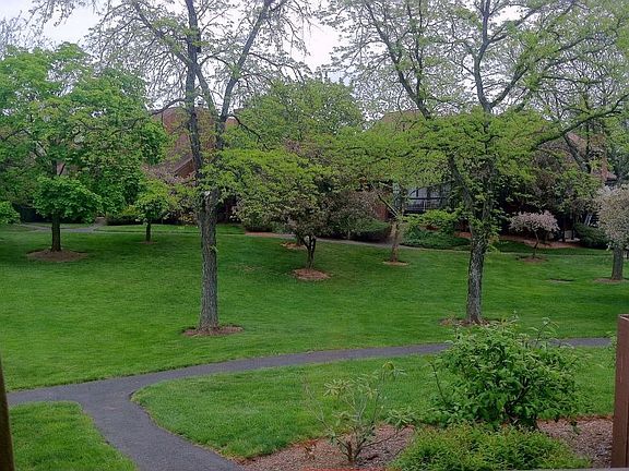 The view simply can't be beat. Walking paths and green trees (pink in the spring) surround this park-like common area.