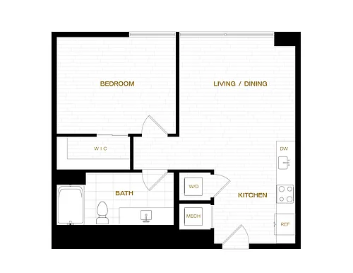 Floor plan 1 Bed/1 Bath-A2
