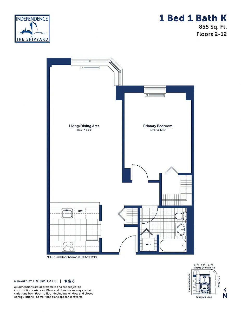 Floor plan 1 Bed 1 Bath K