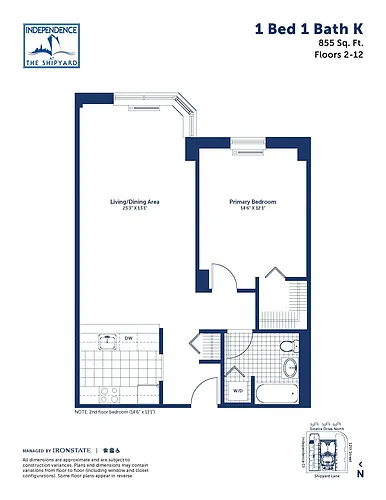 Floor plan 1 Bed 1 Bath K