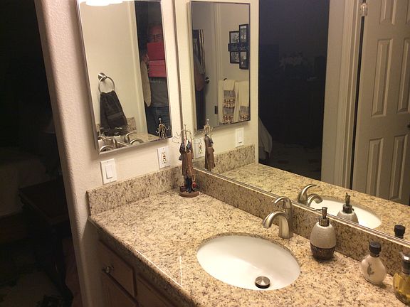 New granite tops on vanities
