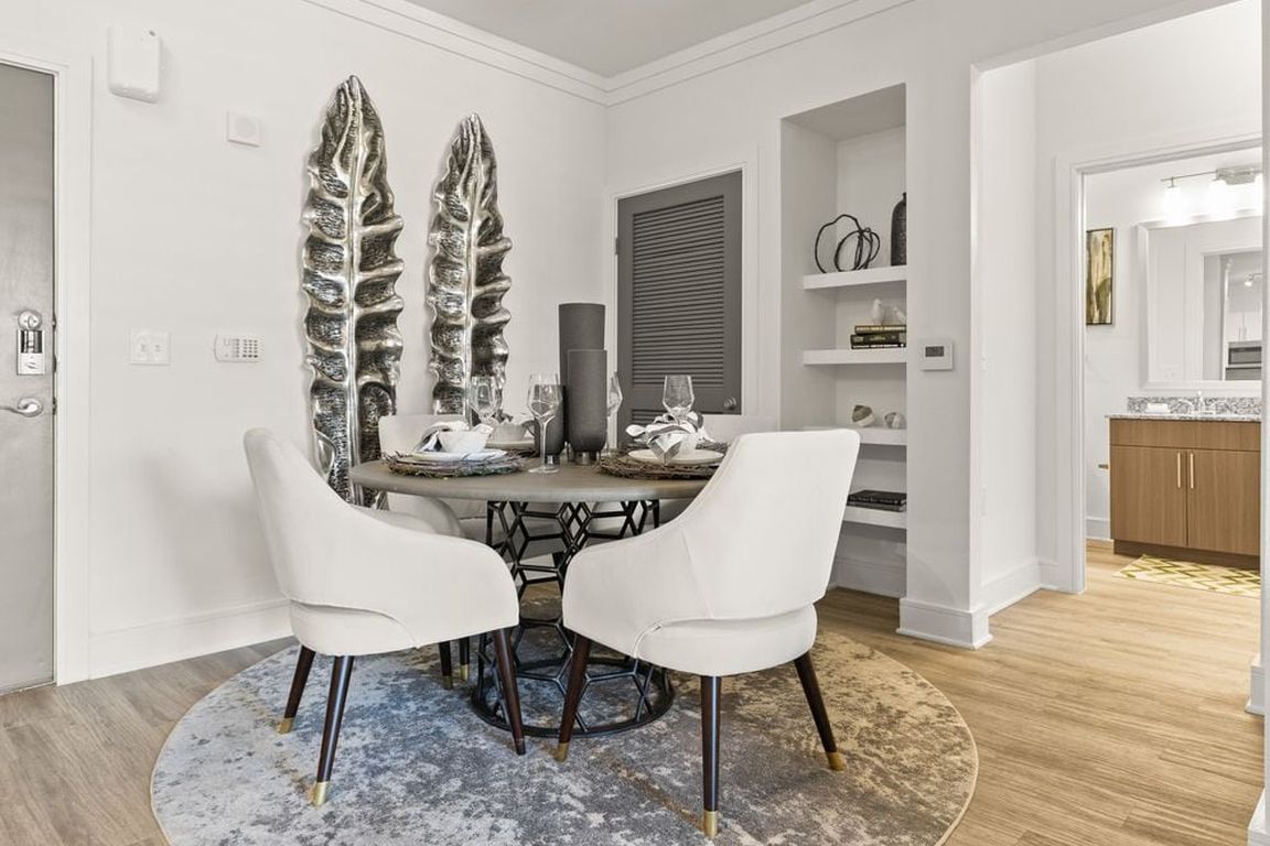 Dining area with hard surface flooring
