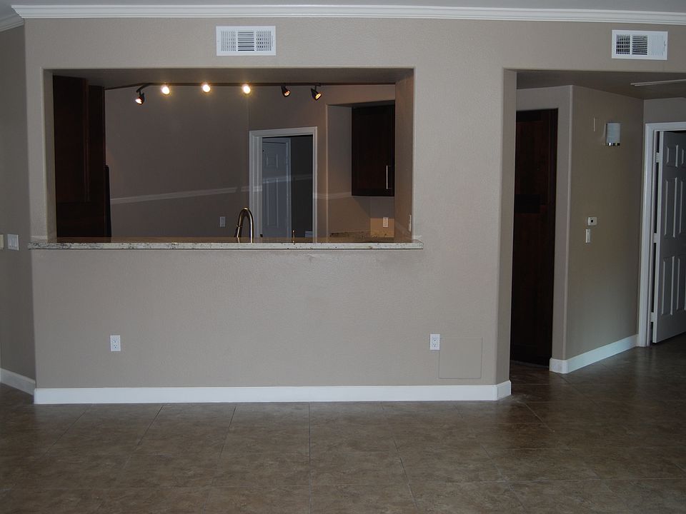View from living room toward kitchen