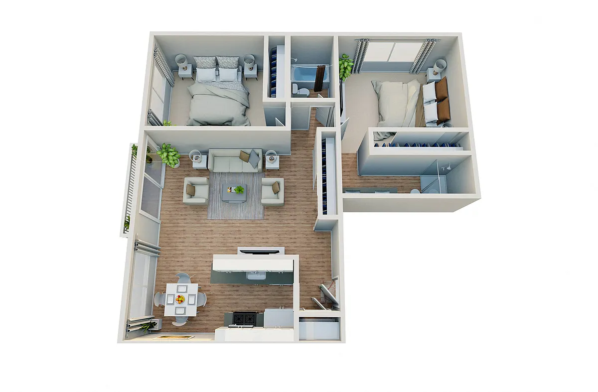 Floor plan Two Bedroom, Two Bath