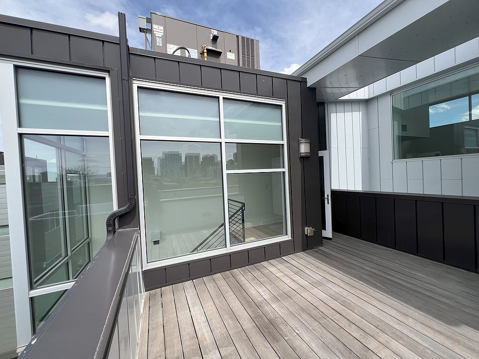 Fourth floor deck looking back at glass enclosed staircase