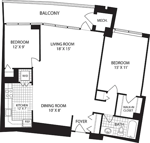 Floor plan 2 Bedrooms Q