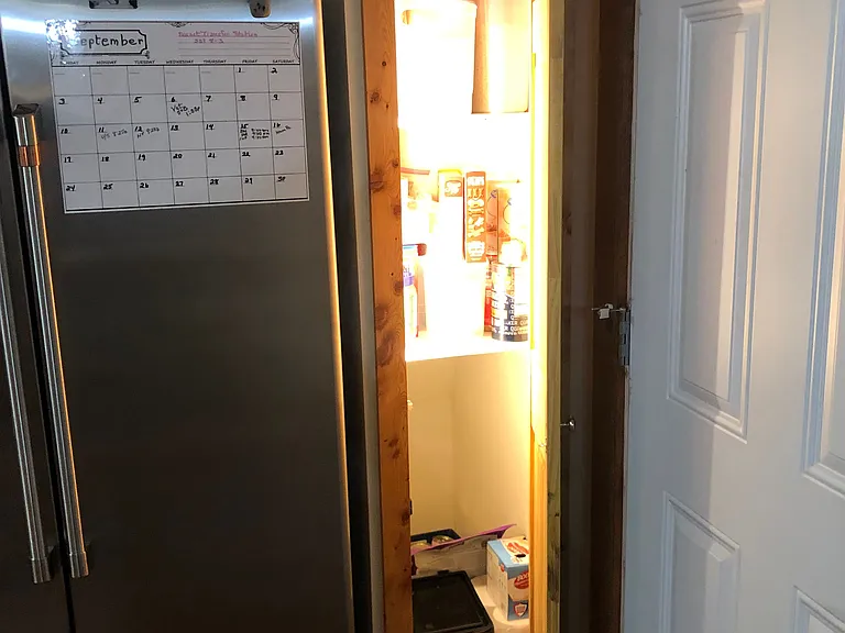 Pantry light auto turns on when opened.