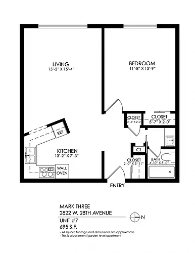 Floor plan 1 Bedroom x 1 Bath Garden Level