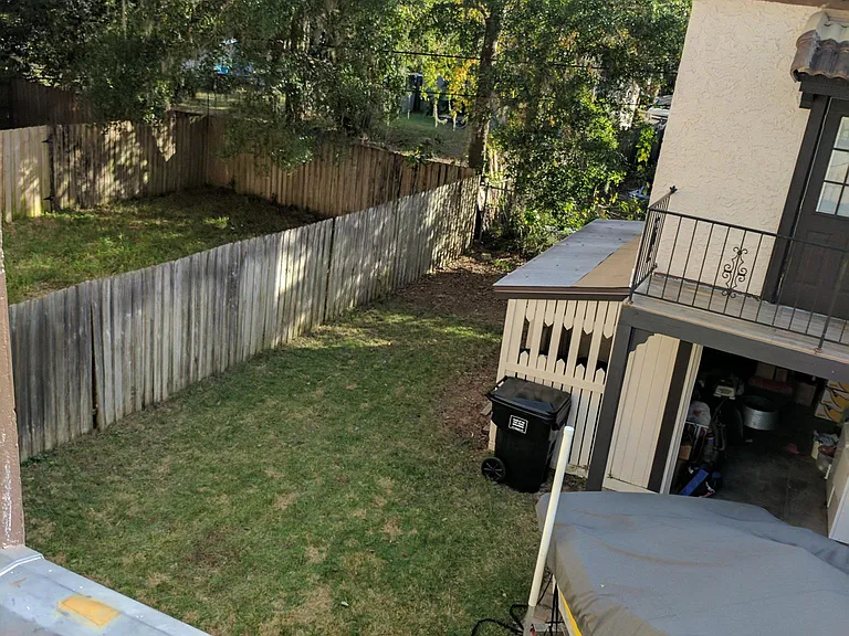 Overhead shot of rear lawn space