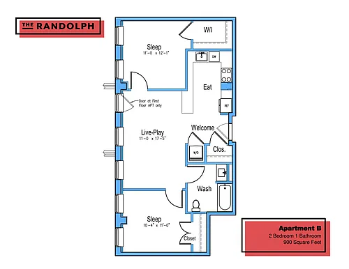Floor plan 2Bed 1Bath B
