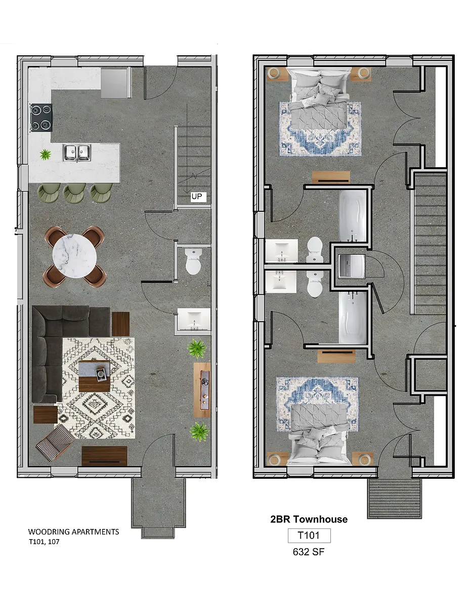 Floor plan 2 Bedroom Townhome