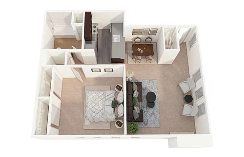 Floor plan One Bedroom Fireplace