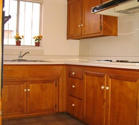 Kitchen with built-in range and oven