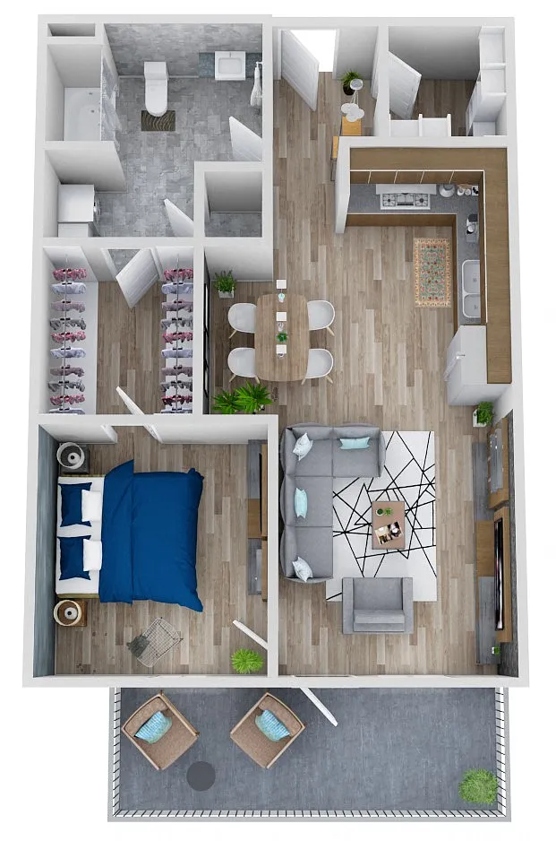 Floor plan 975: 1 Bedroom C