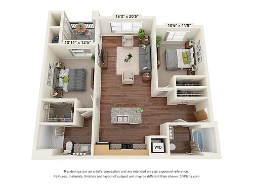 Floor plan Two Bedroom B1 (60%)